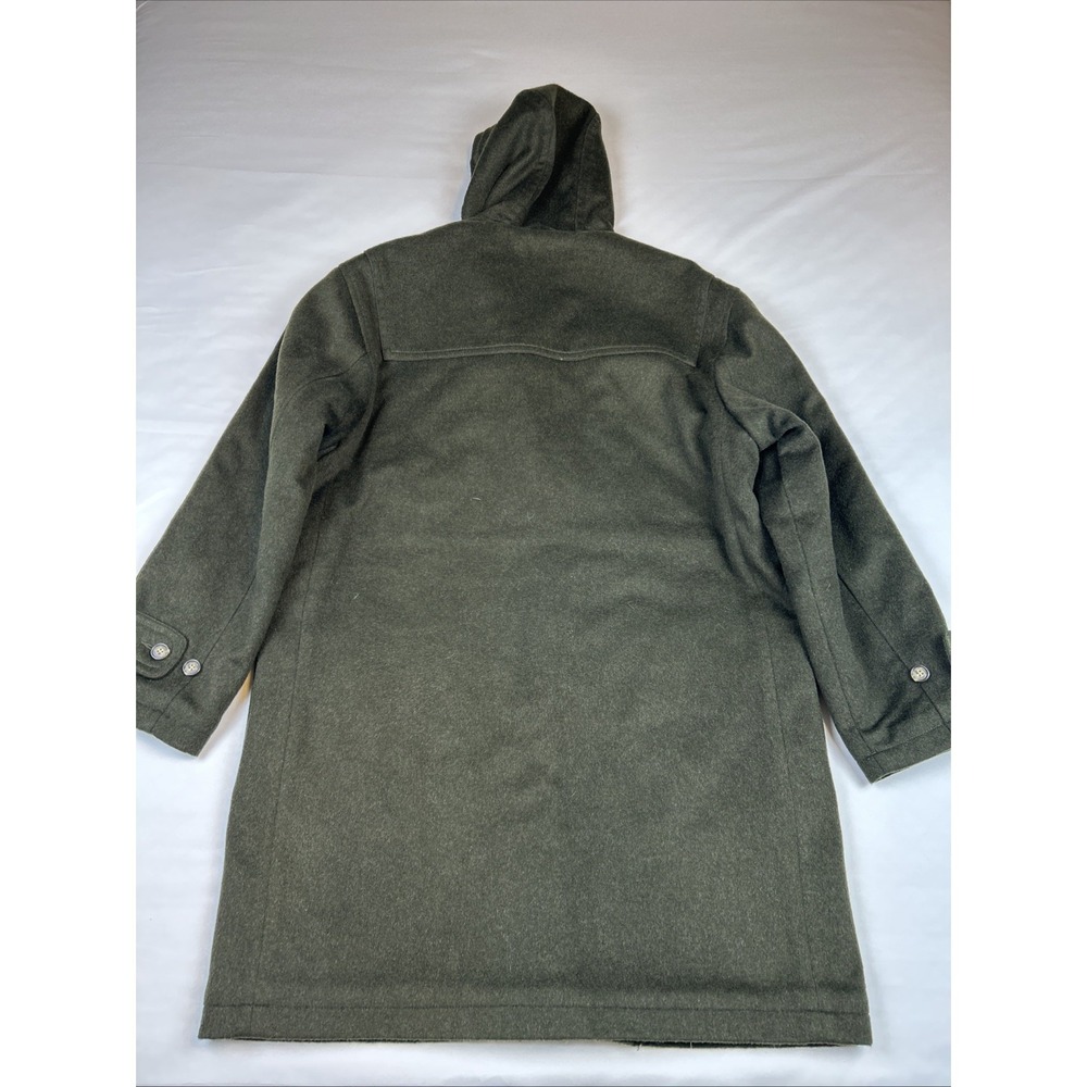 Vintage Lands End Toggle Men's Sz L Hooded Coat Wool Quilt Lined Duffle Pischl - Picture 14 of 15
